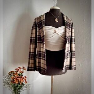 JH Collectibles Wool Blend Plaid Blazer‎ Size 6/7 Tailored Check Jacket